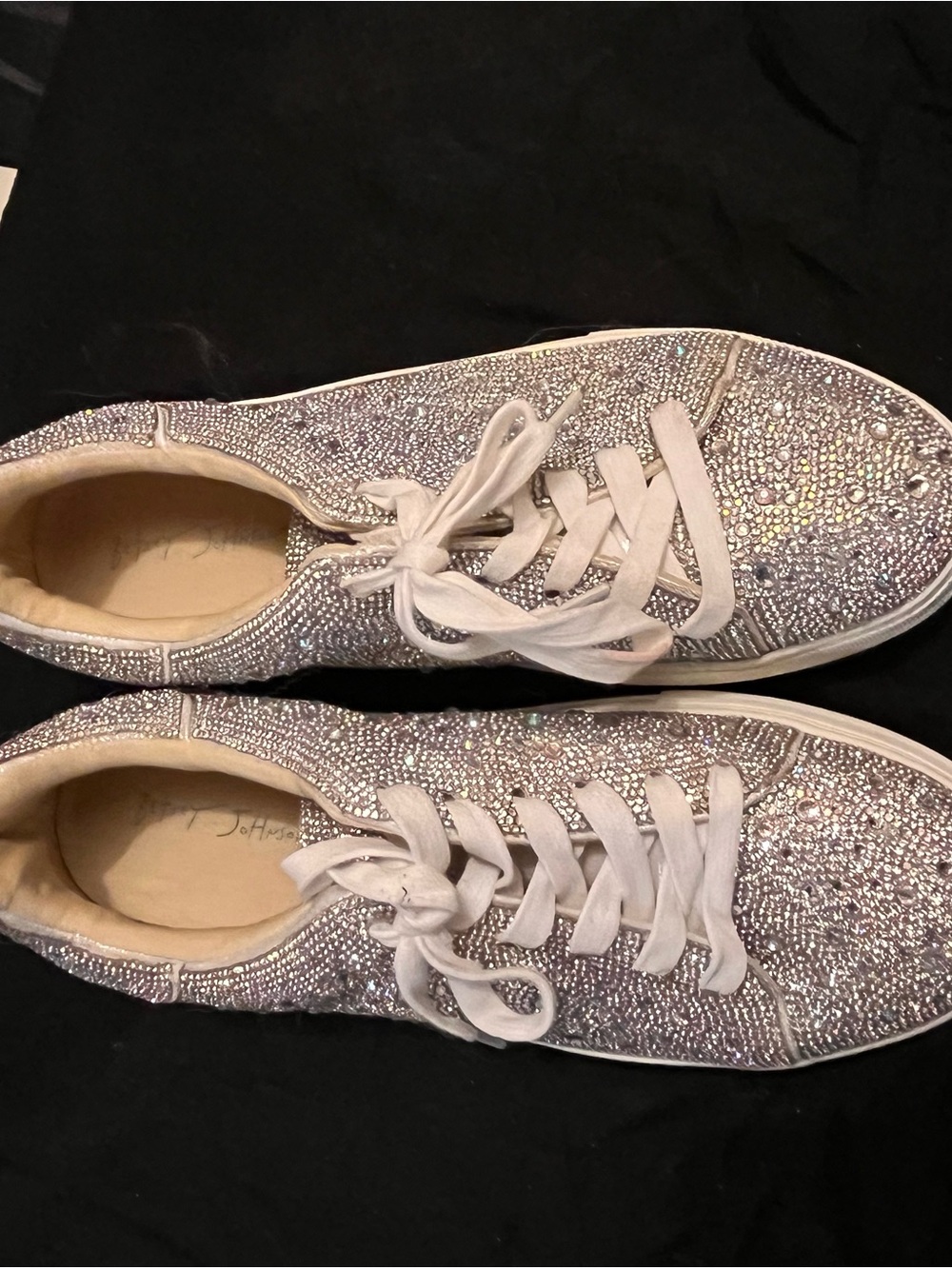 Betsey Johnson Sparkling Crystal Embellished Silver Sneakers